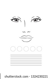 Face chart Makeup Artist Blank. Template. Vector illustration.
