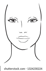 Face chart Makeup Artist Blank. Template. Vector illustration.