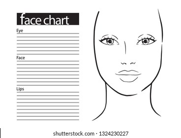 Face chart Makeup Artist Blank. Template. Vector illustration.