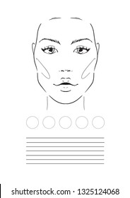Face chart Makeup Artist Blank. Template. Vector illustration.