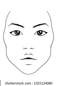 Face chart Makeup Artist Blank. Template. Vector illustration.