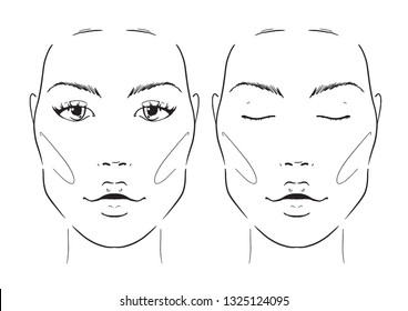 Face chart Makeup Artist Blank. Template. Vector illustration.