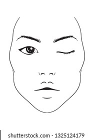 Face chart Makeup Artist Blank. Template. Vector illustration.