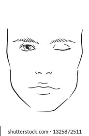 Face chart Makeup Artist Blank. Template. Vector illustration.