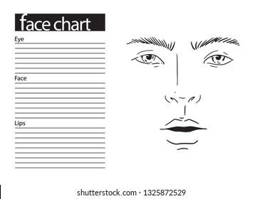Face chart Makeup Artist Blank. Template. Vector illustration.