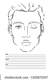Face chart Makeup Artist Blank. Template. Vector illustration.