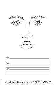 Face chart Makeup Artist Blank. Template. Vector illustration.