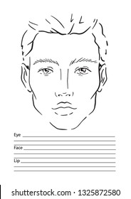 Face chart Makeup Artist Blank. Template. Vector illustration.