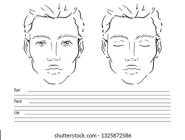 Face chart Makeup Artist Blank. Template. Vector illustration.