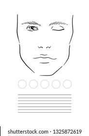 Face chart Makeup Artist Blank. Template. Vector illustration.