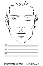 Face chart Makeup Artist Blank. Template. Vector illustration.