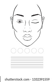 Face chart Makeup Artist Blank. Template. Vector illustration.