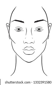 Face chart Makeup Artist Blank. Template. Vector illustration.