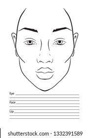 Face chart Makeup Artist Blank. Template. Vector illustration.