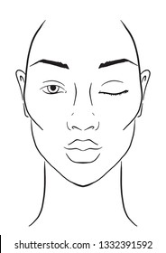 Face chart Makeup Artist Blank. Template. Vector illustration.