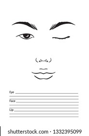 Face chart Makeup Artist Blank. Template. Vector illustration.