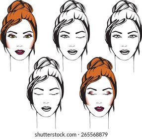 Face chart Makeup Artist Blank. Template. Vector illustration.