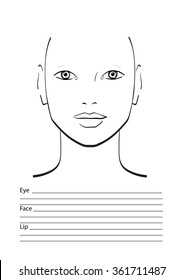 Face chart Makeup Artist Blank. Template. Vector illustration.