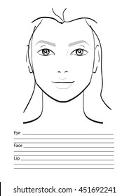 Face chart Makeup Artist Blank. Template. Vector illustration.