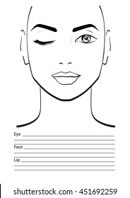 Face chart Makeup Artist Blank. Template. Vector illustration.