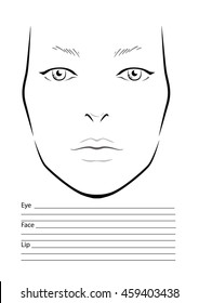 Face chart Makeup Artist Blank. Template. Vector illustration.