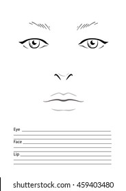 Face chart Makeup Artist Blank. Template. Vector illustration.