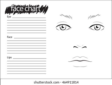 Face chart Makeup Artist Blank. Template. Vector illustration.