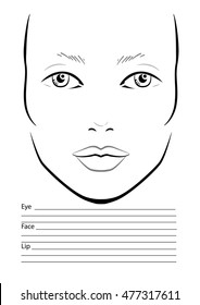 Face chart Makeup Artist Blank. Template. Vector illustration.