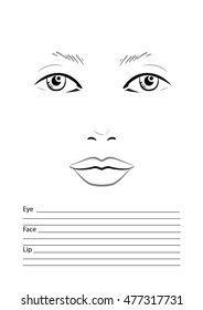 Face chart Makeup Artist Blank. Template. Vector illustration.