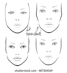 Face chart Makeup Artist Blank. Template. Vector illustration.