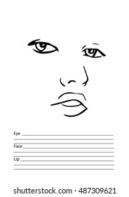 Face chart Makeup Artist Blank. Template. Vector illustration.