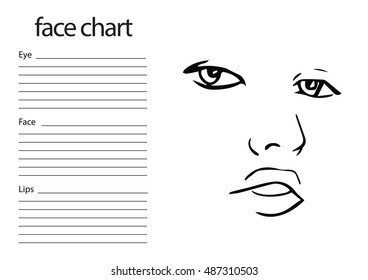 Face chart Makeup Artist Blank. Template. Vector illustration.