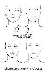 Face chart Makeup Artist Blank. Template. Vector illustration.