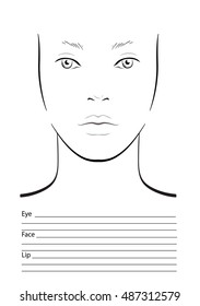 Face chart Makeup Artist Blank. Template. Vector illustration.