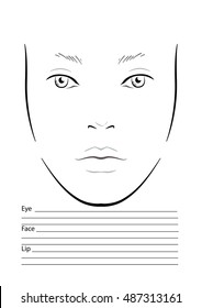 Face chart Makeup Artist Blank. Template. Vector illustration.