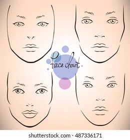 Face chart Makeup Artist Blank. Template. Vector illustration.