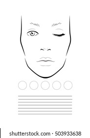 Face chart Makeup Artist Blank. Template. Vector illustration.