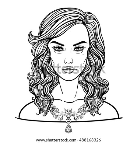 Face chart Makeup Artist Blank. Gothic luxury woman. Vector illustration.