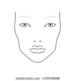 Face chart Makeup Artist Blank. Template. - Stock Illustration [45241821] -  PIXTA