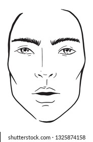 Face chart man Makeup Artist Blank. Template. Vector illustration.