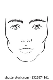 160 Men Face Chart Makeup Artist Blank. Template Images, Stock Photos 