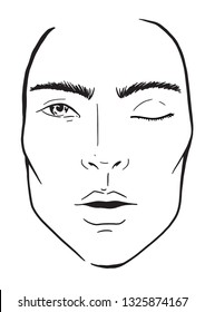 Face chart man Makeup Artist Blank. Template. Vector illustration.