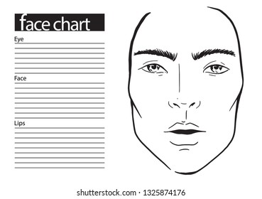 Man Face Chart Makeup Artist Blank Shutterstock