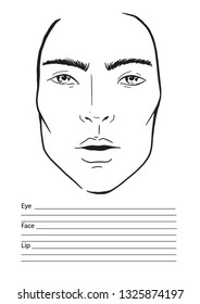 Face chart man Makeup Artist Blank. Template. Vector illustration.