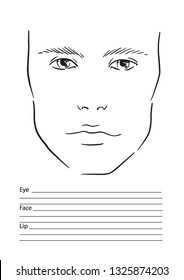 Face chart man Makeup Artist Blank. Template. Vector illustration.