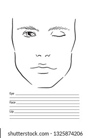 Face chart man Makeup Artist Blank. Template. Vector illustration.
