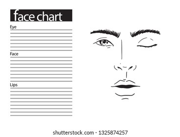 Face chart man Makeup Artist Blank. Template. Vector illustration.