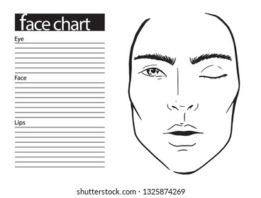 160 Men face chart makeup artist blank. template Images, Stock Photos ...