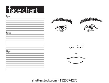 Face chart man Makeup Artist Blank. Template. Vector illustration.
