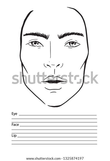 Face Chart Man Makeup Artist Blank Stock Vector (Royalty Free ...